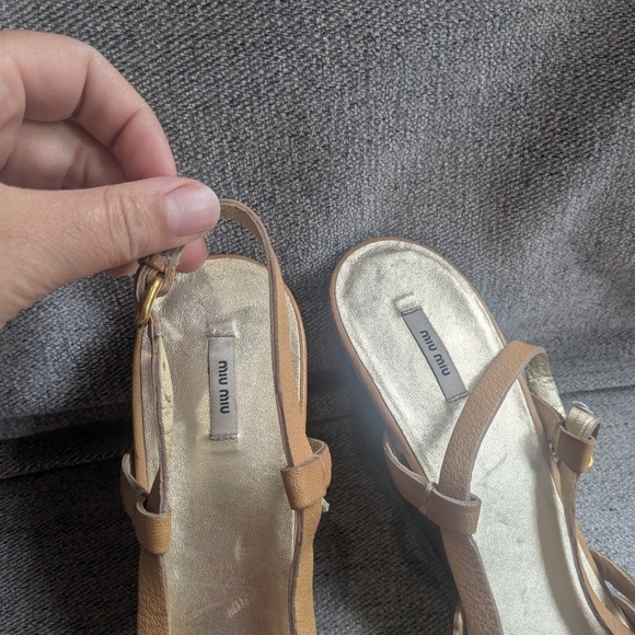 Miu Miu Strappy Leather Wedges - Picture 2 of 6